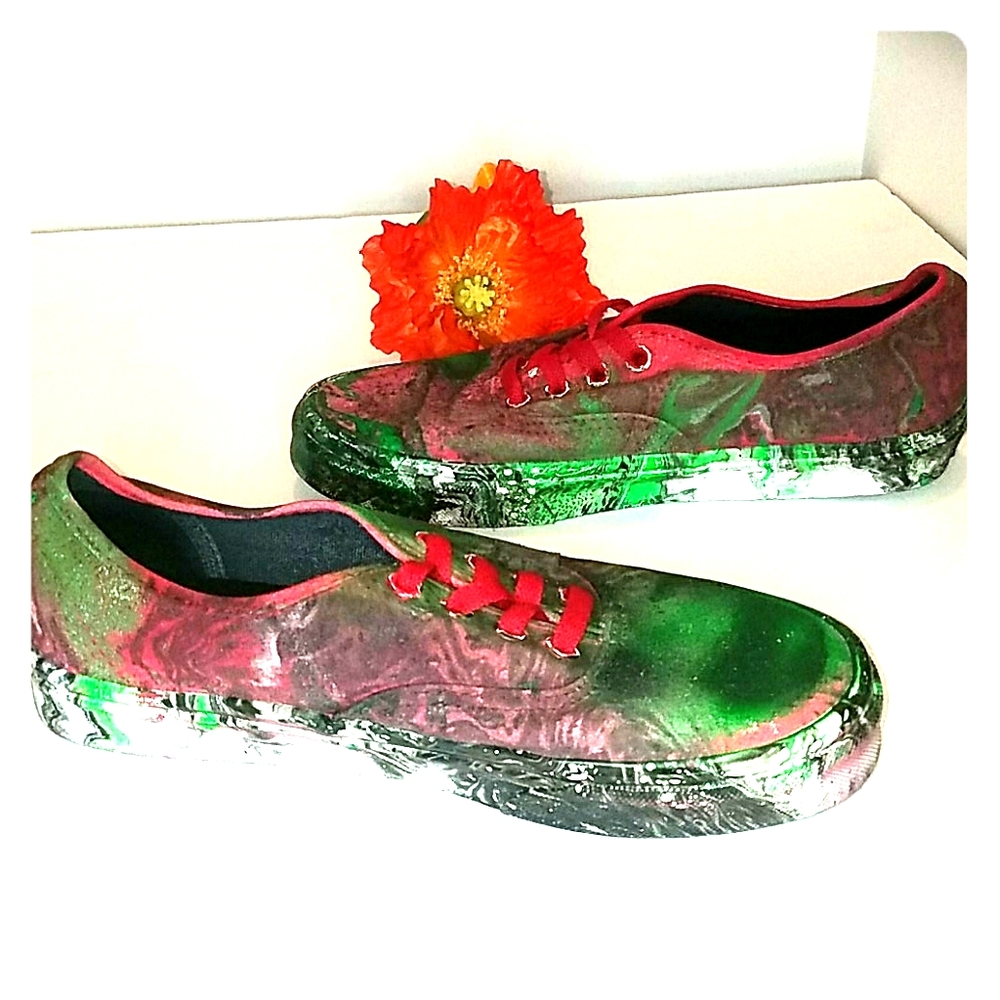 Custom Hydro Drip Painted Vans Unisex sneakers 6